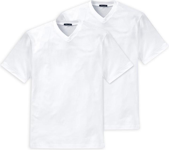 Image du produit Schiesser Lot de 2 t-shirts américains pour hommes avec col en V, 100% coton (S)