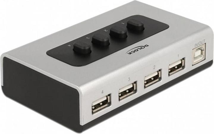 Immagine prodotto Delock Switch USB 2.0 con 1 presa tipo B a 4 prese tipo A manuale bidirezionale (USB-A, 4 Porti)