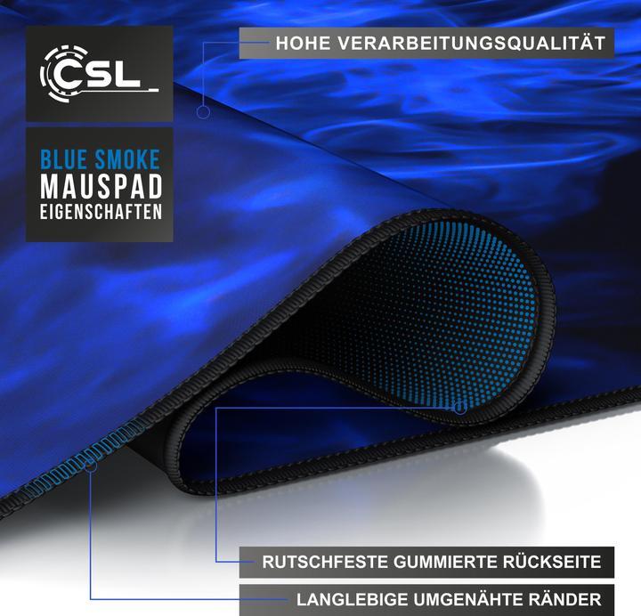 Actual product image CSL Gaming Mouse Pad, XXL, Mouse Mat, 900 x 400 x 3 mm, Desk Pad, Washable, Blue Smoke (XXL)