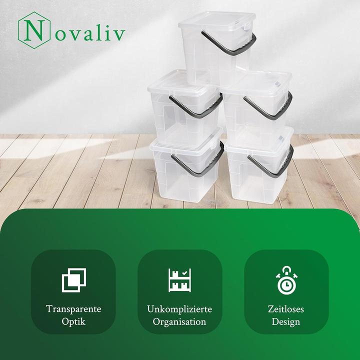 Produktbild Novaliv Sparset Waschmittelbox mit Deckel 4 Liter + 7 Liter Transparent und Dosierlöffel Box Waschpu (7 l)