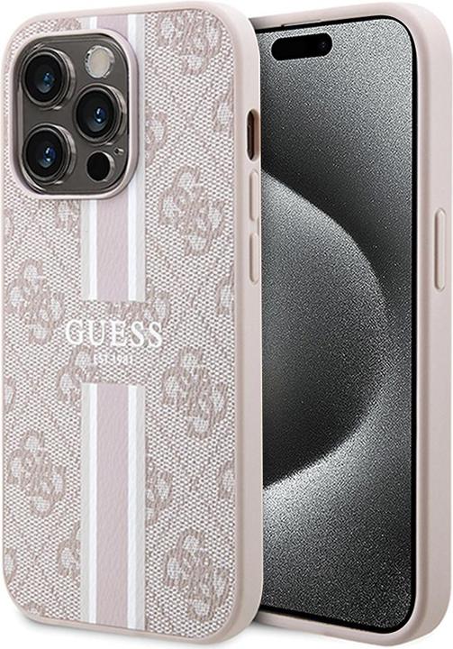 Image du produit Guess GUHMP15XP4RPSP iPhone 15 Pro Max 6.7" różowy/pink hardcase 4G Printed Stripes MagSafe (Apple iPhone 15 Pro Max)