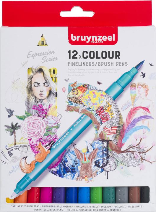 Actual product image Bruynzeel Fineliner brush pens (Multicoloured, 12 x)