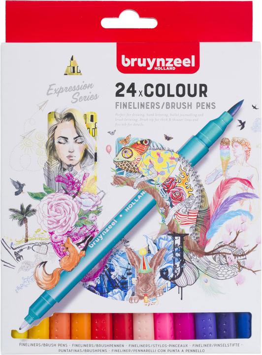 Image du produit Bruynzeel Fineliner Brushpennen, 24pcs. (Multicolore, 24 x)