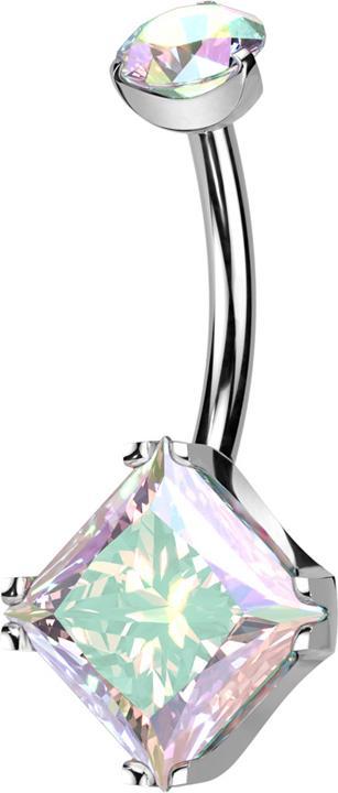 Produktbild Hollywood Body Jewelry Banane Innengewinde silber runder Kristall multicolor gefasst und quadrat Kristall multicolor gefass (ohne Messing, Titan G23)