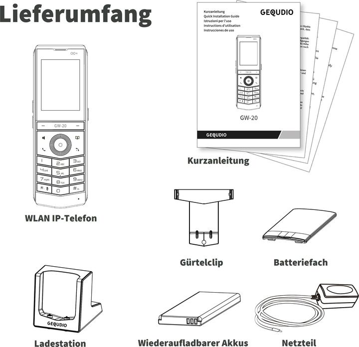 Productafbeelding Gequdio GW-20 WLAN IP Telefon mit Ladeschale, SIP kompatibel