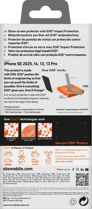 Immagine prodotto SBS Screenglass (1 Pezzo/i, Apple iPhone 16e, Apple iPhone 13, Apple iPhone 14)