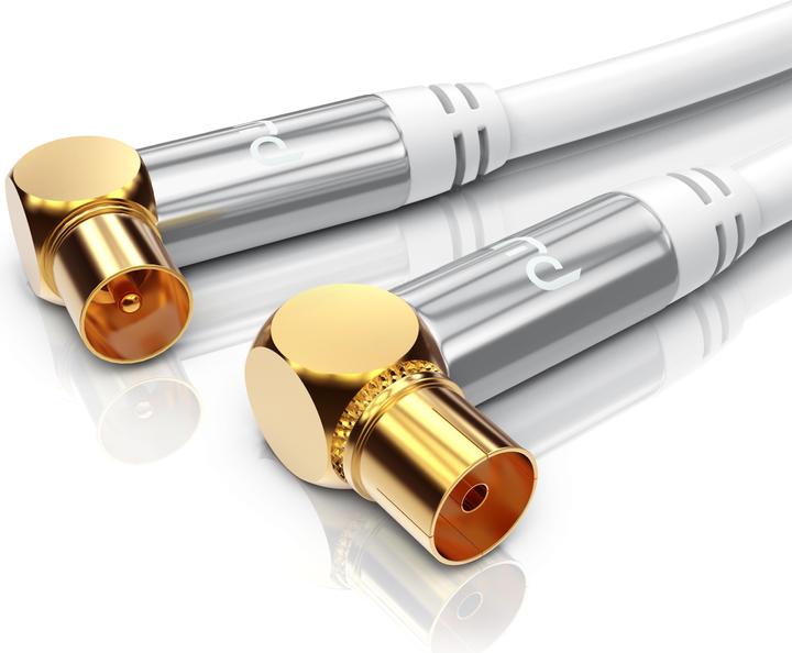 Actual product image Primewire Antenna Cable 90° Angled | HDTV Premium Coaxial Cable 135dB / 75 Ohm | FullHD / 4k Ultra HD (85 dB, Antenna cable)