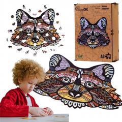 Actual product image PuzzleOk Eco wooden puzzle 130 Happy raccoon A3 (130 pieces)