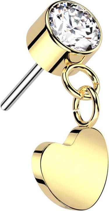 Produktbild Star Piercing Threadless Zylinder vergoldet Kristall silber Anhänger Herz vergoldet (ohne Messing, Titan G23)