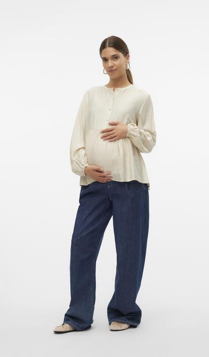 Image du produit Mamalicious Coupe normale Col mandarin Poignets élastiques Top manches ballon Blouse (M)