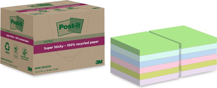 Produktbild Post-it Super Sticky Haftnotizen Recycling (76 x 76 mm)