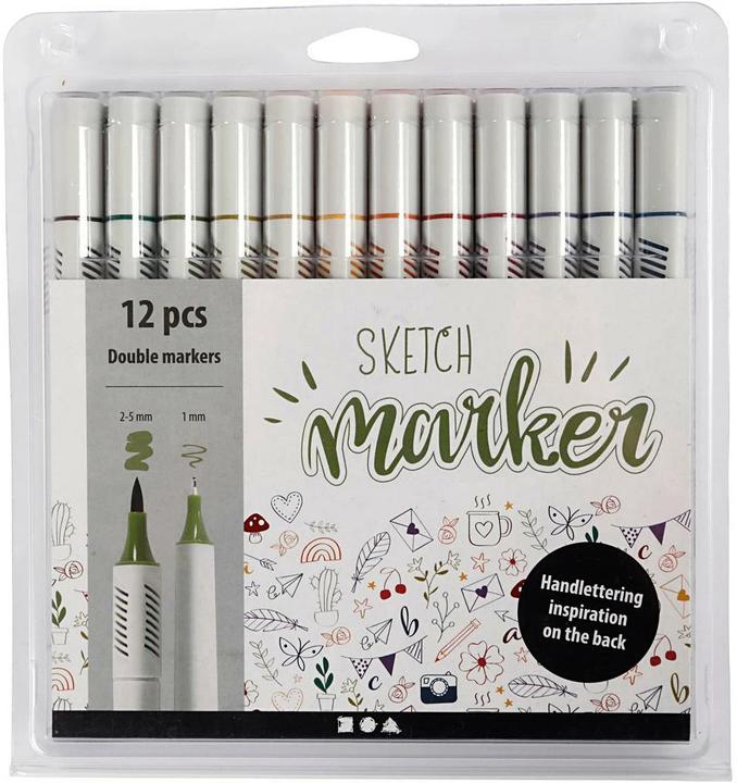 Produktbild Creativ Company Fasermaler Sketch Marker (Mehrfarbig, 5 mm, 12 x)