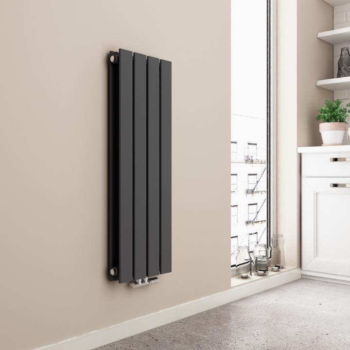 Actual product image Emke Radiator, Flat Radiator with Central Connection, Anthracite 90x30cm 446W Double Layers (446 W)