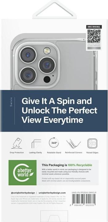 Actual product image Uniq Swivix 360 Rotating Kickstand Case for iPhone 16 Pro Max - Clear (Apple iPhone 16 Pro Max)