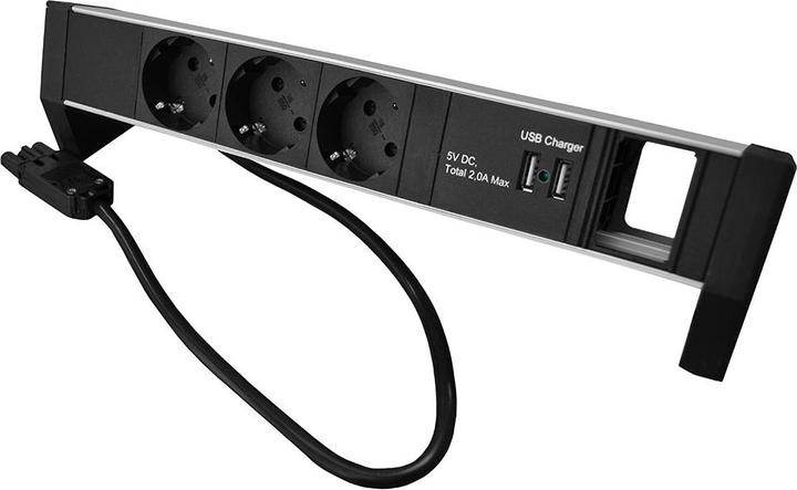Actual product image Plenty Prolink Desktop PDU 3x Type F with 2x USB charger 2A and empty module