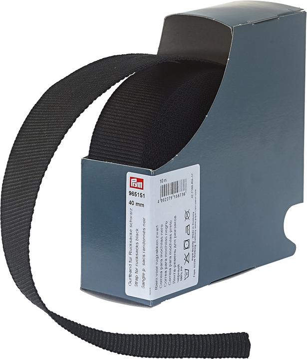 Actual product image Prym Webbing for backpacks, black 40 mm, cassette 10 m