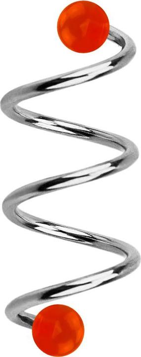 Immagine prodotto Star Piercing Micro spirale argento con due sfere rosse trasparenti (senza ottone, Acciaio chirurgico 316L)
