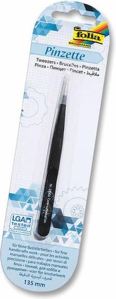 Produktbild Folia Pinzette, spitz, L„nge: 135 mm, schwarz beschichtet