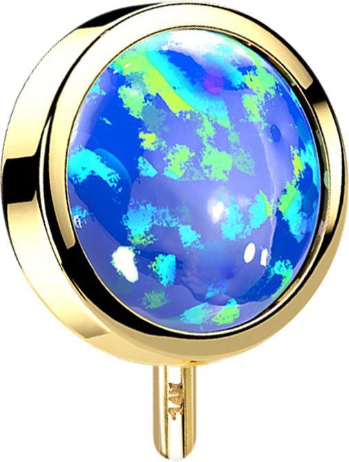Produktbild Star Piercing Threadless Scheibe 14k gold front mit Opal blau (14k Gold, ohne Messing)