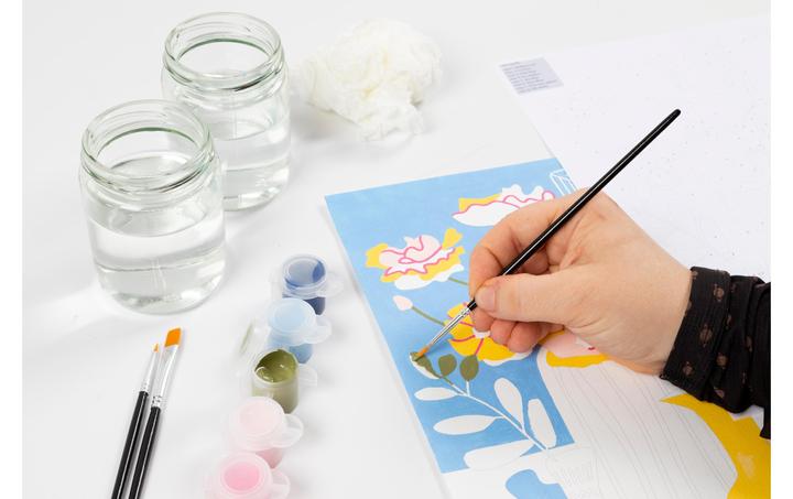 Produktbild Creativ Company Bastelfarbe Malen nach Zahlen mit Acrylfarben 4 Stück (Gelb, Mehrfarbig)