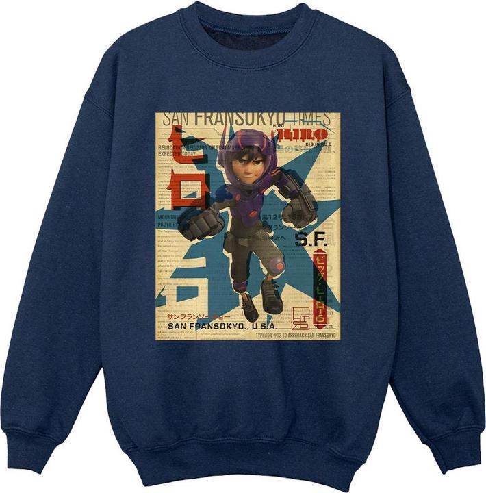 Actual product image Disney Boys Big Hero 6 Baymax Hiro Newspaper Sweatshirt (152, 158)