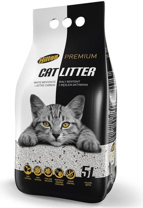 Hilton Bentonite with activated charcoal white - cat litter - 5 litres (Fast absorbing, 9.90 kg)
