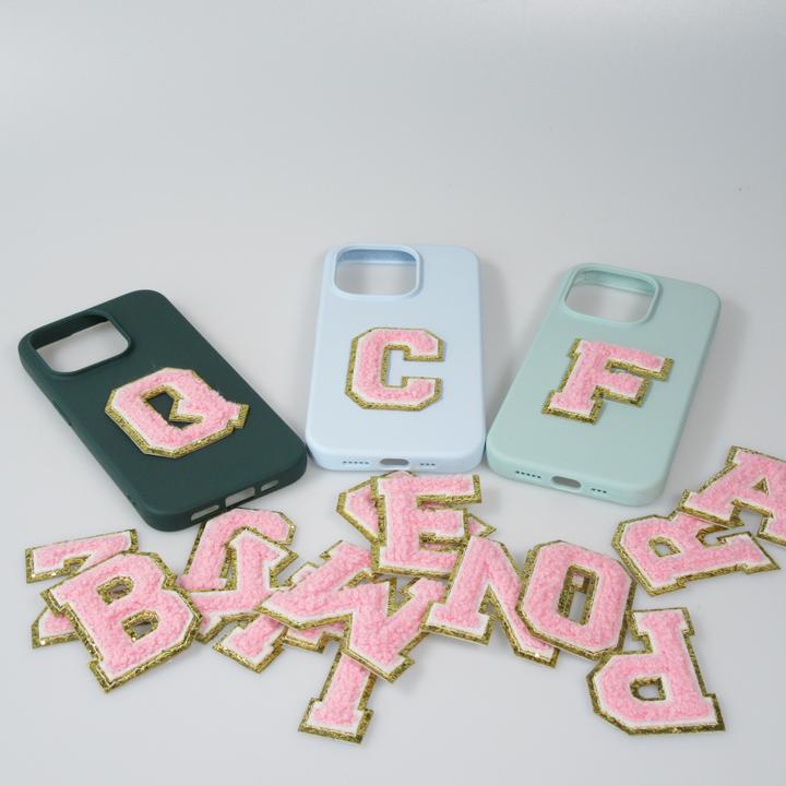 Image du produit PhoneLook Autocollant sticker pour téléphone/tablette/ordinateur brodé en 3D rose Lettre M