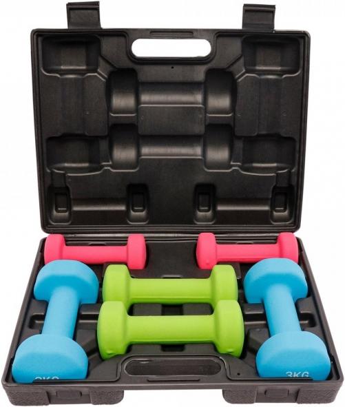 Gorilla Sports Hantelkoffer (2 x 2 kg, 2 x 3 kg, 2 x 1 kg)