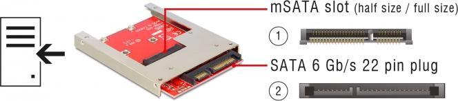 Immagine prodotto Delock Adattatore da mSATA a SATA, incl. 2,5