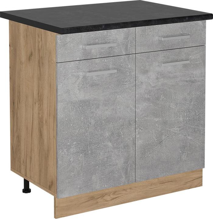 Actual product image Vicco Kitchen base cabinet R-Line, Concrete/Gold power oak, 80 cm, WT Anthracite