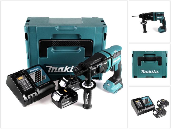Produktbild Makita DHR 182 RTJ Akku Bohrhammer 18V 1,7J SDS plus Brushless + 2x Akku 5,0Ah + Ladegerät + Makpac (Akkubetrieb)