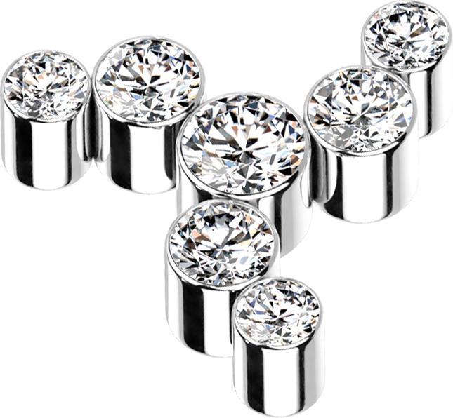 Actual product image Star Piercing Dermal Anchor silver pinwheel seven crystals silver (Titanium G23, without brass)