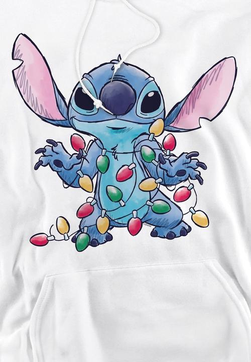 Actual product image Lilo & Stitch Mens Christmas Lights Sketch Hoodie (S)
