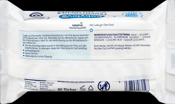 Nährwerte und Zutaten dm babylove Feuchttücher (320 Stück)
