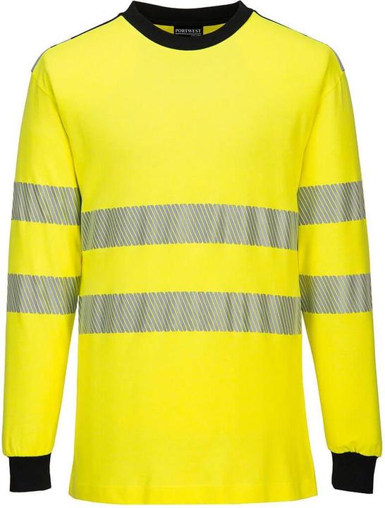 Actual product image Portwest Mens PW3 Flame Resistant Hi-Vis Long-Sleeved T-Shirt (L)