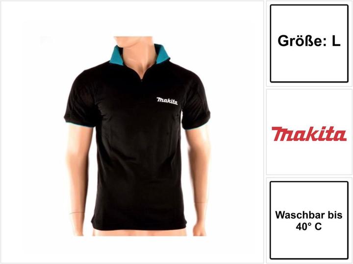 Makita Polo Rugby Shirt T-shirt taille L 100% coton ( 98P184 ) couleur noir (L)