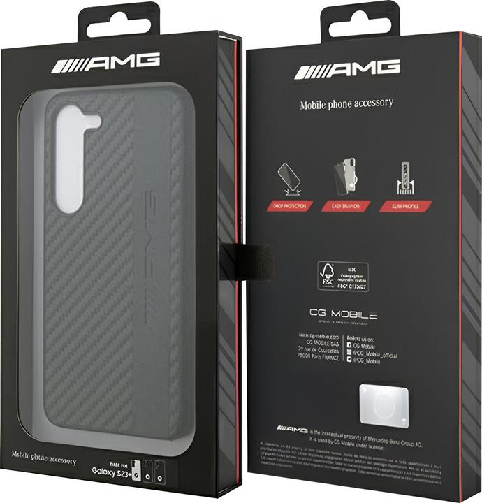 Produktbild Mercedes AMG AMHCS23MBLSCA S23+ S916 czarny/black hardcase Carbon Stripe&Embossed (Samsung Galaxy S23+)
