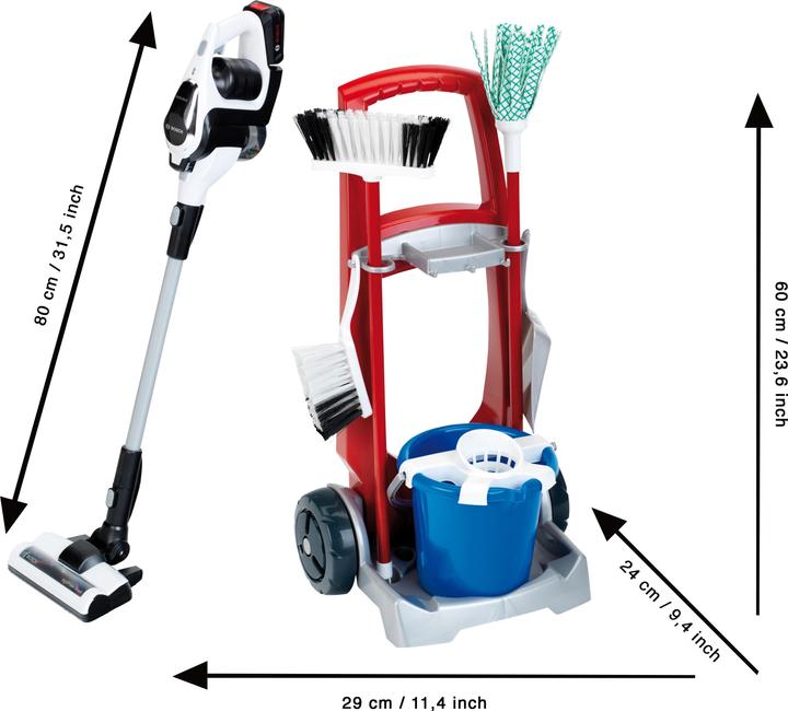 Image du produit Theo Klein 6806 Cleaning Trolley with vacuum cleaner Bosch Unlimited I Robust broom trolley made of high-qualit
