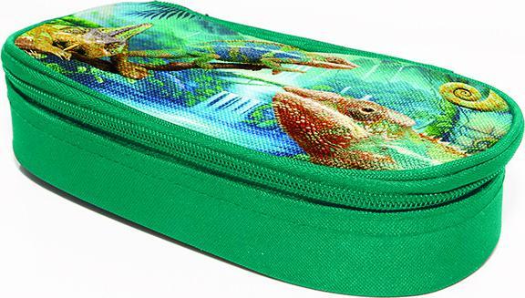 Donau astuccio per matite, camaleonte, senza contenuto, ovale, 20x7, 4x4cm, verde