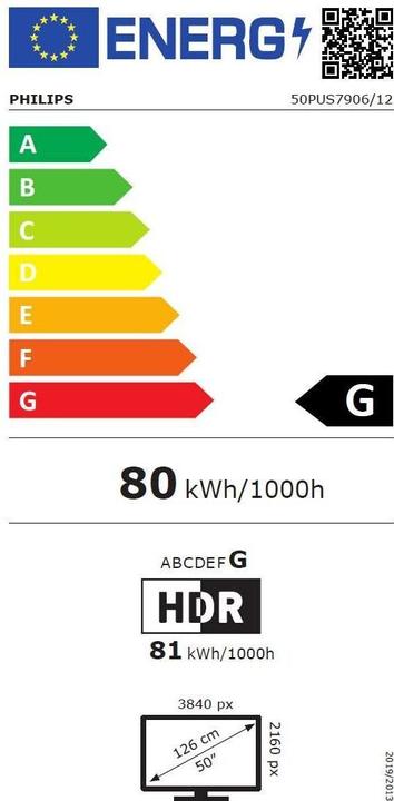 Energie-Label Philips 50PUS7906 Ambilight (50", PUS7906, LED, 4K, 2021)