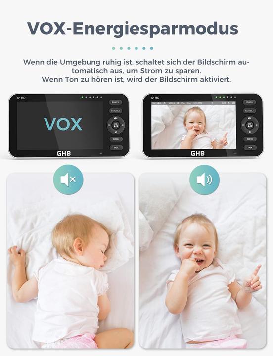 Actual product image GHB Babyphone mit 2 Kameras und 5-Zoll-Display (Video & Audio)