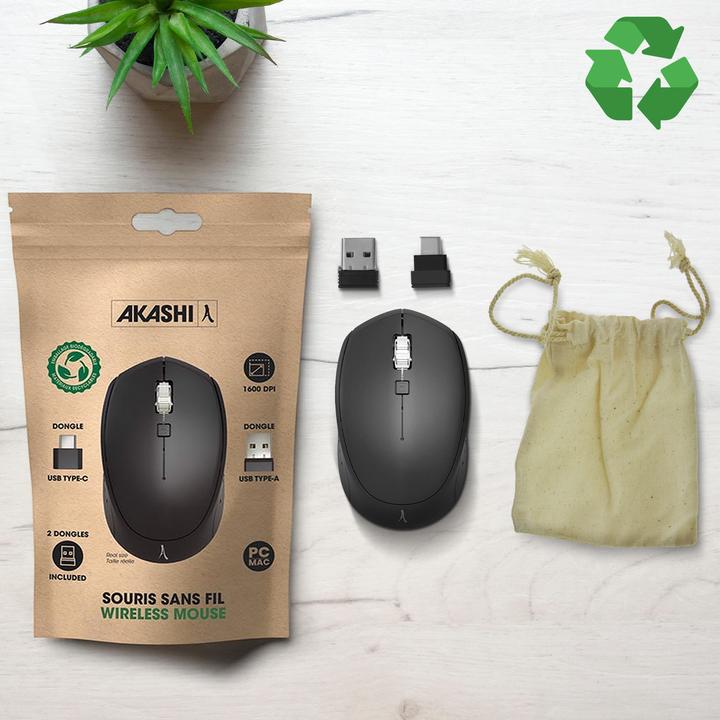 Produktbild Akashi Kabellose Maus + USB-C- und USB-Adapter (Kabellos)
