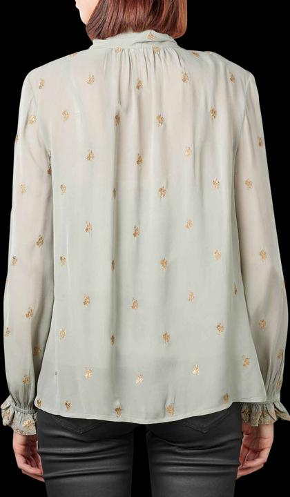 Actual product image Scotch & Soda Embroidered Blouse Tie Neck Grey Sheer (L)