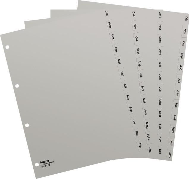 Immagine prodotto Kolma Registro A4 superstrong Jan-Déc (fr) 12 pezzi grigio