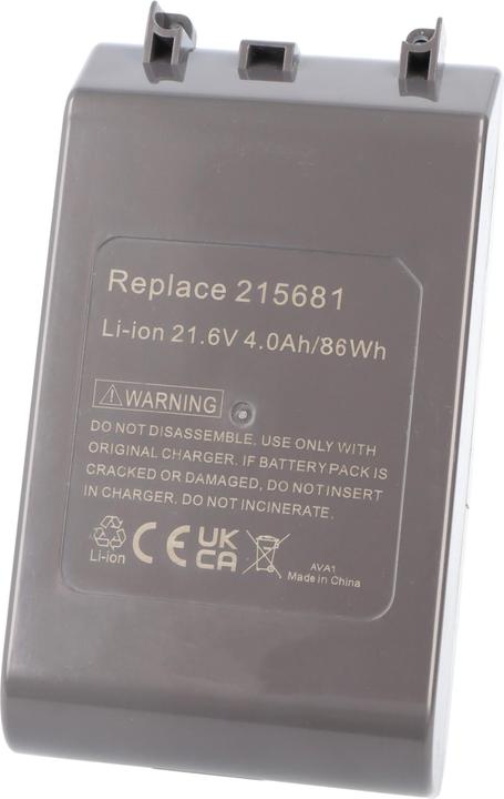 Actual product image AccuCell 4.0Ah battery suitable for Dyson V8 Li-Ion battery 21.6 Volt 4000mAh, max. 86Wh