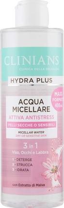 Clinians Hydra Plus Micellar Anti-Stress Water with Malva Extract for Dry or Sensitive Skin 400ml (Reinigungsmilch, 400 ml)