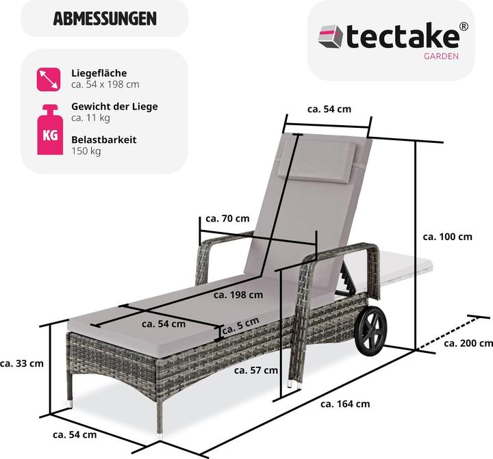Immagine prodotto tectake Sonnenliege (200 cm)