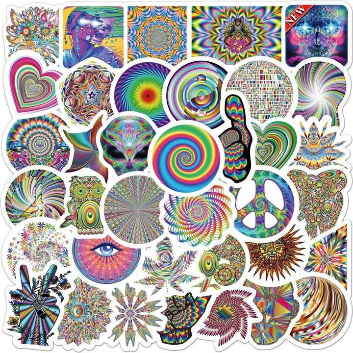 Produktbild JTI Aufkleber - psychedelische Muster - 50 Stk