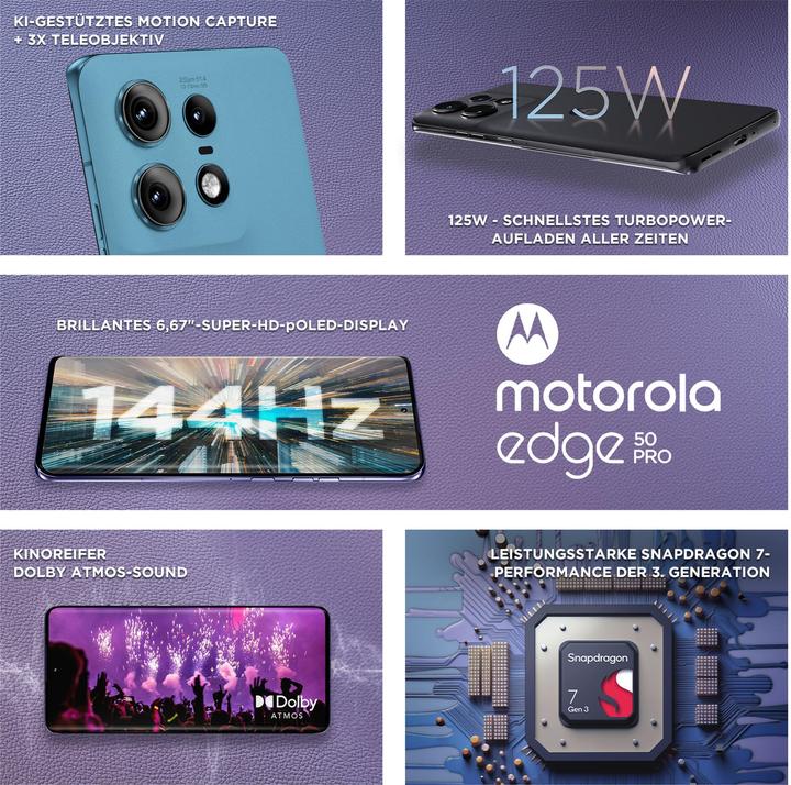 Produktbild Motorola Moto Edge 50 Pro (512 GB, Caneel Bay, 6.67", 50 Mpx, 5G)