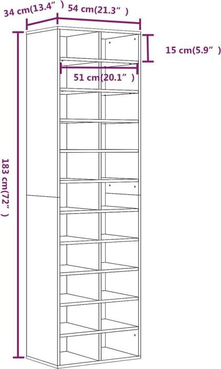 Produktbild VidaXL Gianna (54 x 34 x 183 cm)